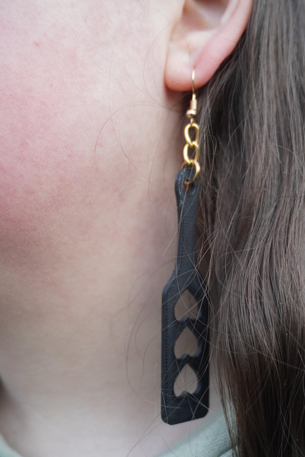 Paddle Ear-Rings with 3 Love Hearts! - Kinky BDSM 3d-Printed Accessory