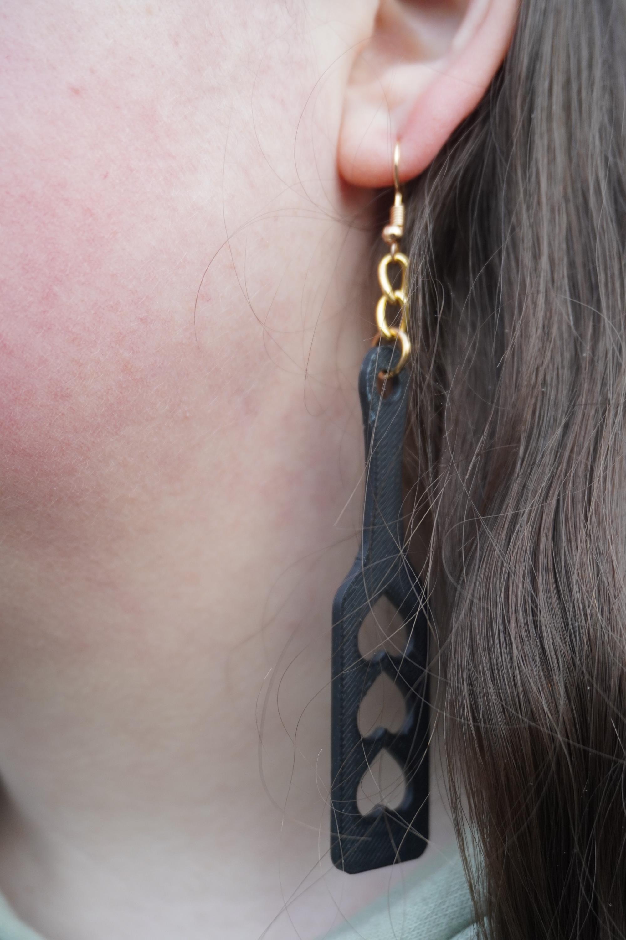 Paddle Ear-Rings with 3 Love Hearts! - Kinky BDSM 3d-Printed Accessory