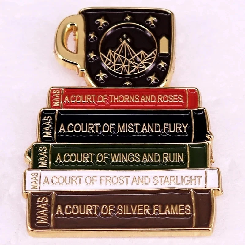 Night Court Book Stack Enamel Pin | Fantasy Reader Badge | Ramiel & Three Stars Inspired Bookish Gift