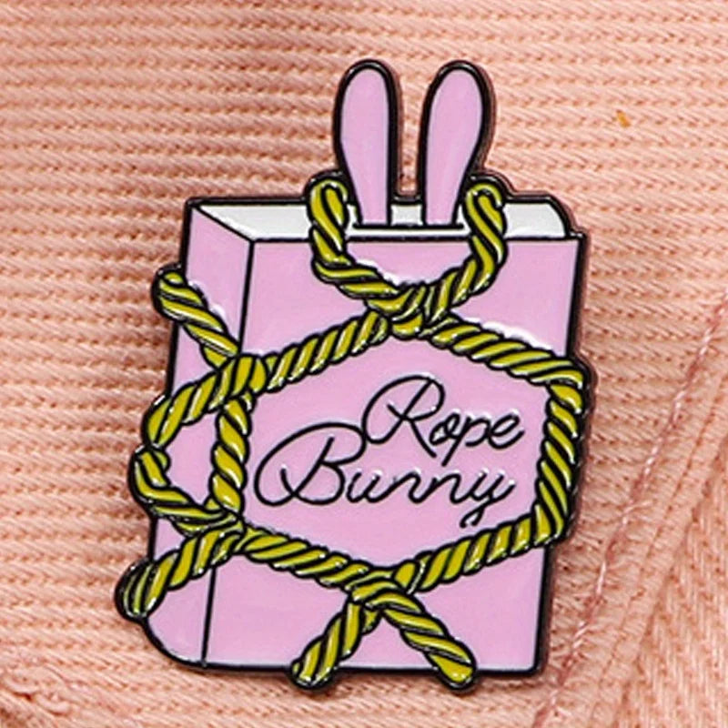 Cute Rope Bunny Book - Enamel Pin / Brooch