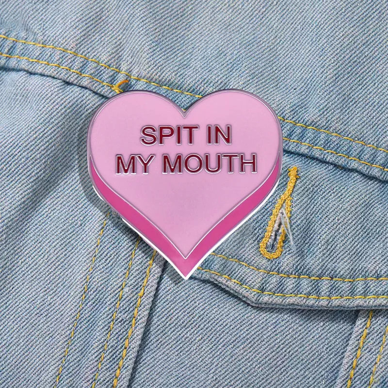 Spit In My Mouth Enamel Pin | Funny Kinky Badge | BDSM & Alternative Lifestyle Gift
