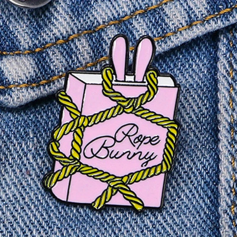 Cute Rope Bunny Book - Enamel Pin / Brooch