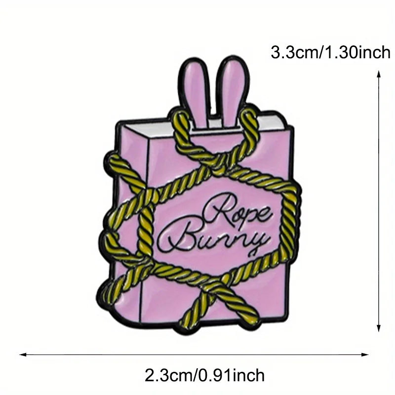Cute Rope Bunny Book - Enamel Pin / Brooch