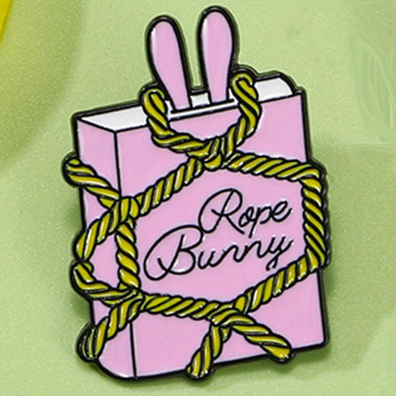 Cute Rope Bunny Book - Enamel Pin / Brooch