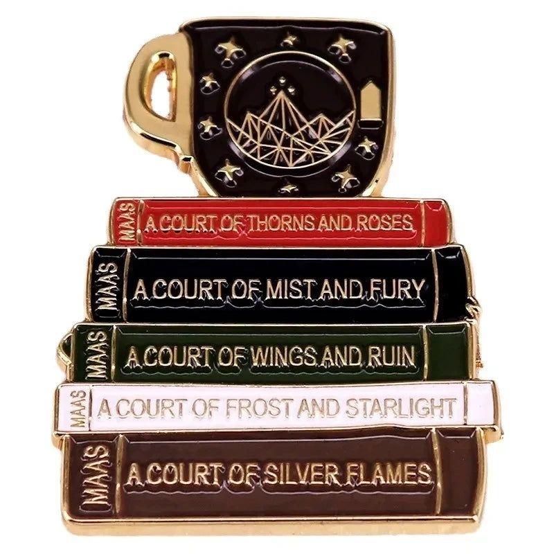 Night Court Book Stack Enamel Pin | Fantasy Reader Badge | Ramiel & Three Stars Inspired Bookish Gift
