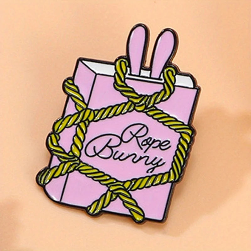 Cute Rope Bunny Book - Enamel Pin / Brooch