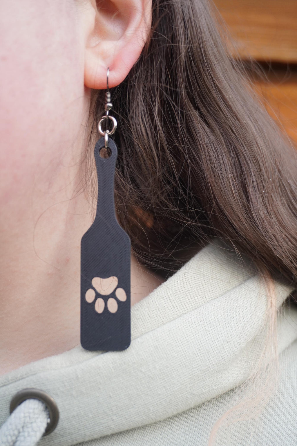 Paw Print Paddle Ear-Rings. Furry/Pet/Queer/Kinky Accessory (etsy image id: 6565641294)