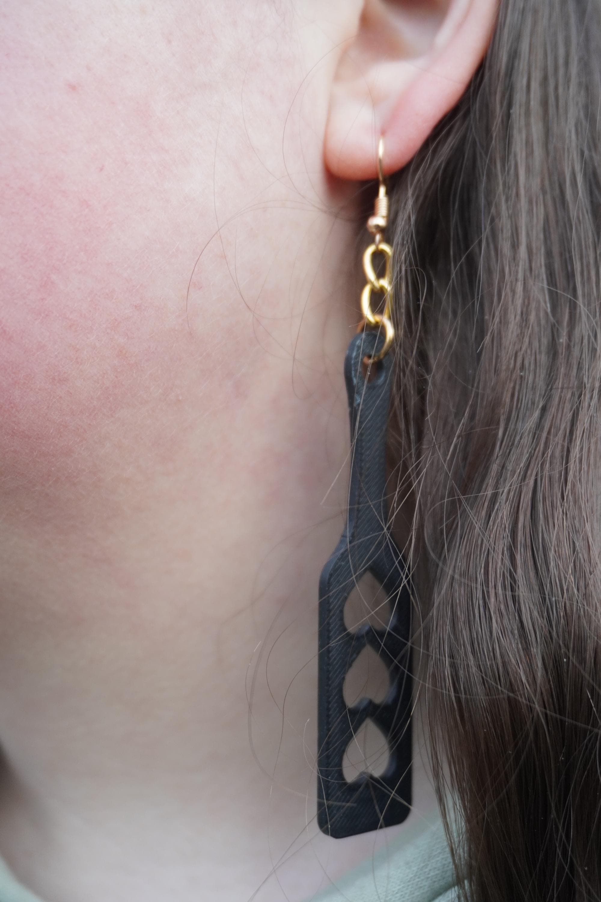 Paddle Ear-Rings with 3 Love Hearts! - Kinky BDSM 3d-Printed Accessory (etsy image id: 6613749061)