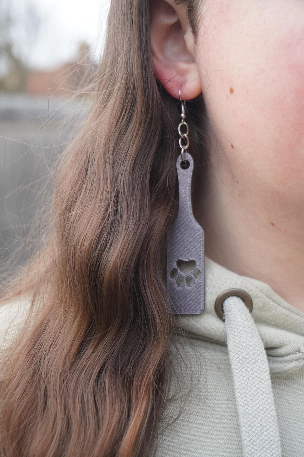 Paw Print Paddle Ear-Rings. Furry/Pet/Queer/Kinky Accessory (etsy image id: 6613758497)
