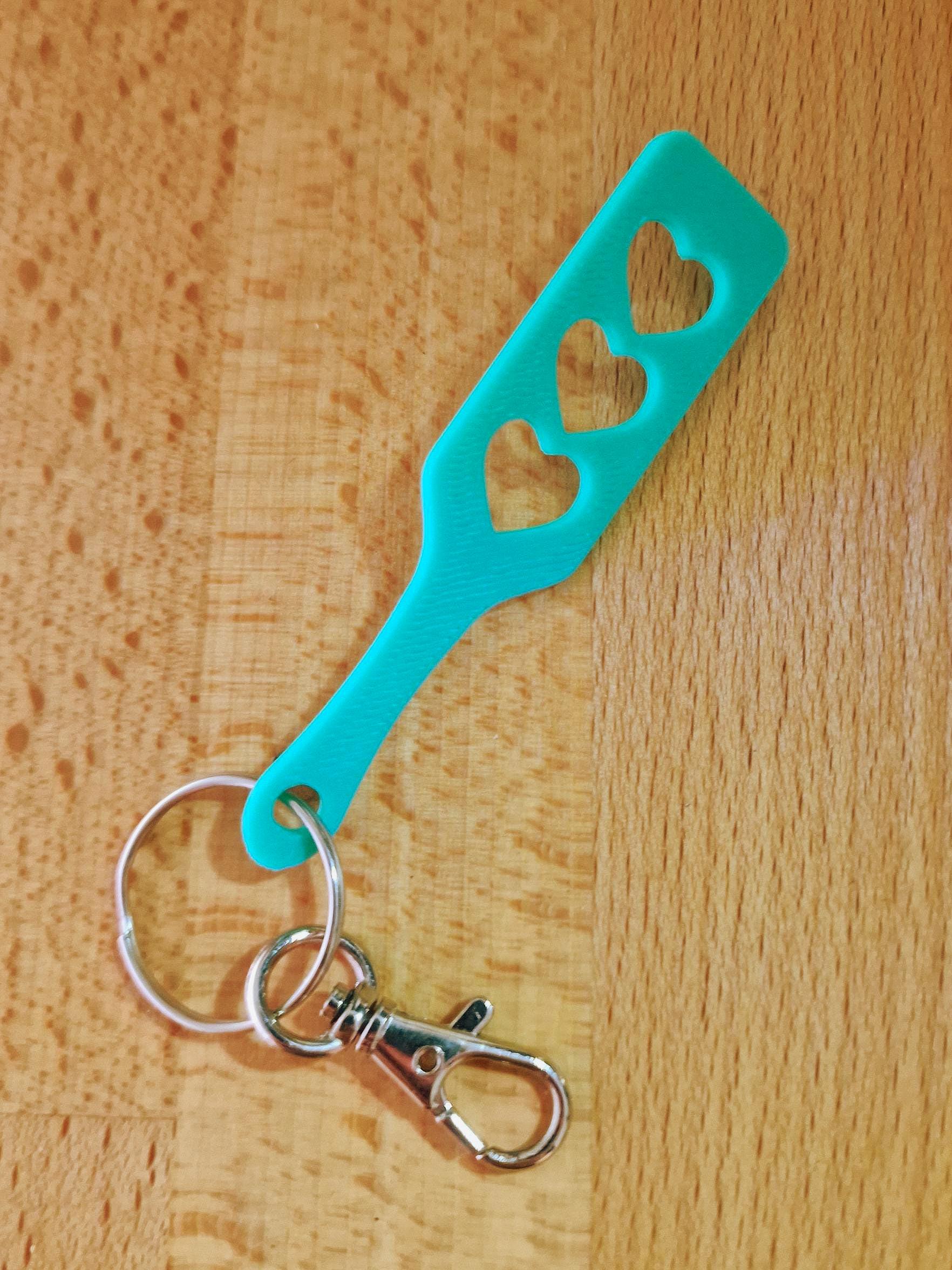 Paddle with Triple Hearts Keychain - Kinky BDSM 3d-Printed Accessory (etsy image id: 6890115830)