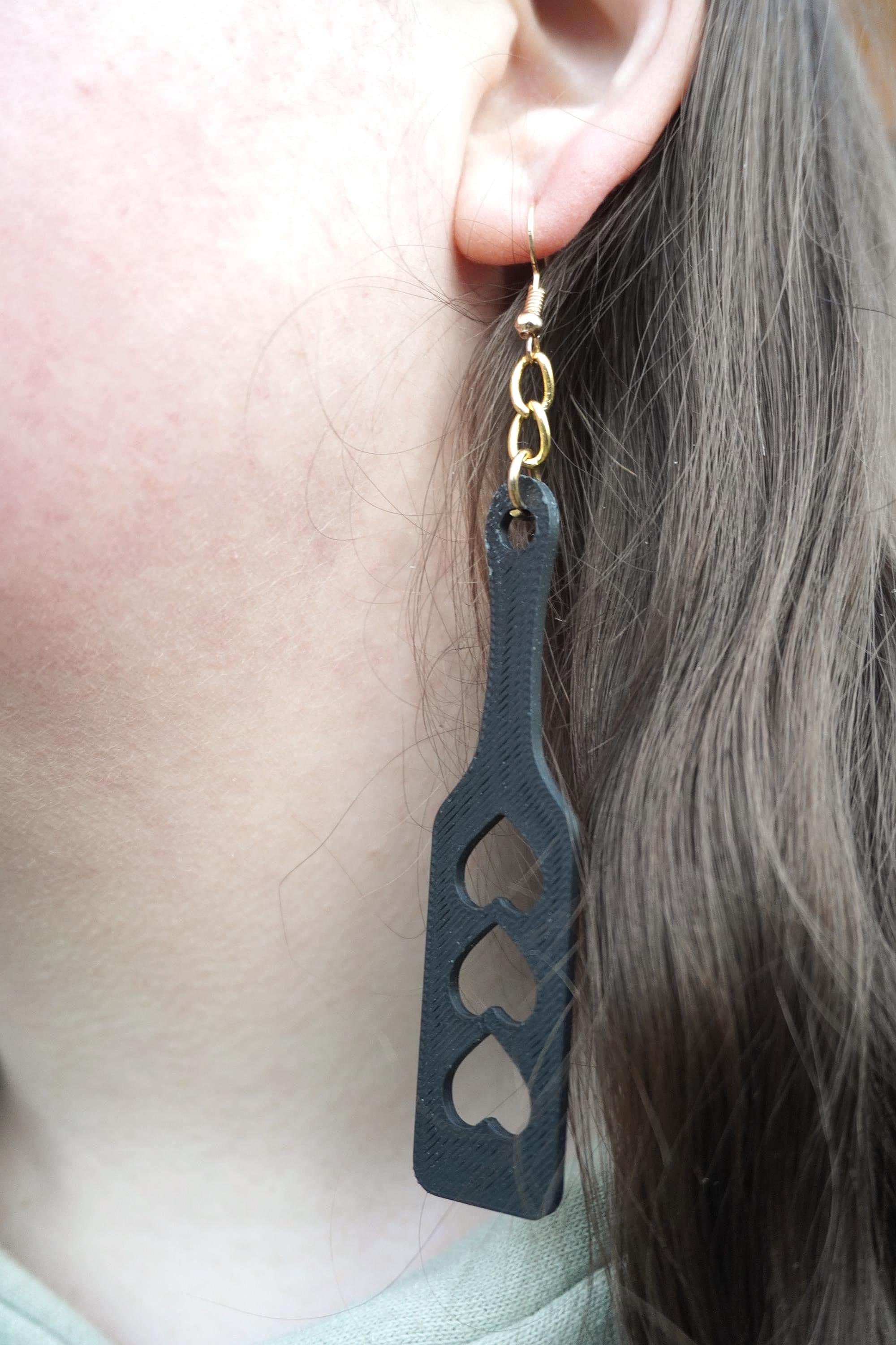 Paddle Ear-Rings with 3 Love Hearts! - Kinky BDSM 3d-Printed Accessory (etsy image id: 6938039251)