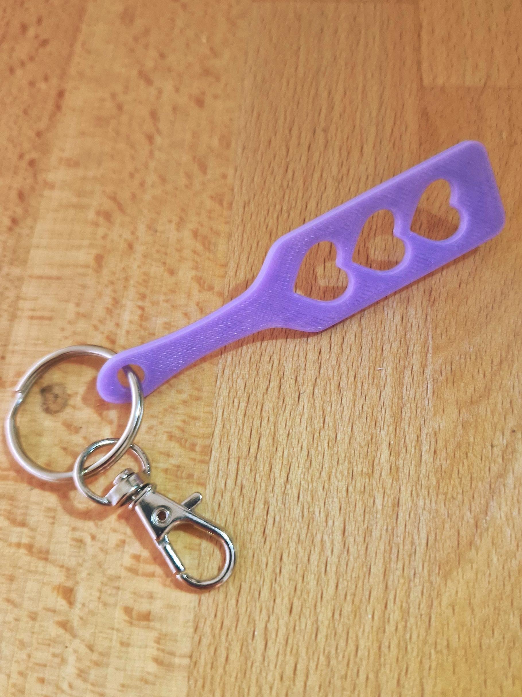 Paddle with Triple Hearts Keychain - Kinky BDSM 3d-Printed Accessory (etsy image id: 6938092523)
