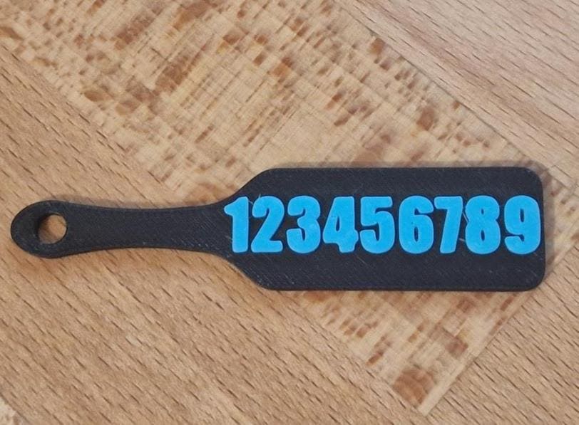 9 Characters is about the most we can fit on the standard size of paddle, if you want more please drop us a message and we can scale up the paddle to fit your needs! (etsy image id: 7573525534)