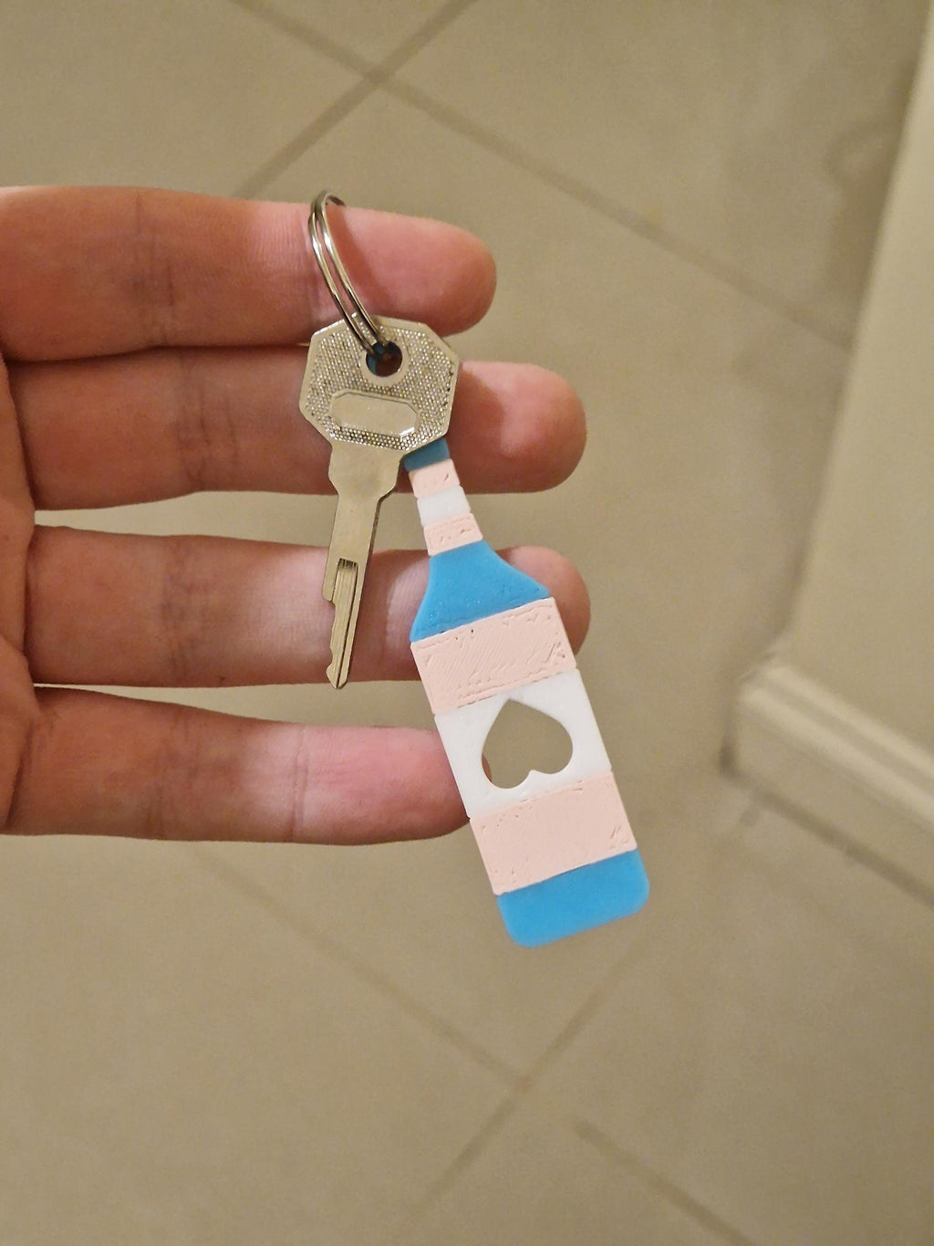 Transgender Flag Paddle with Heart Keychain - Kinky BDSM 3d-Printed Accessory (etsy image id: 7700042094)