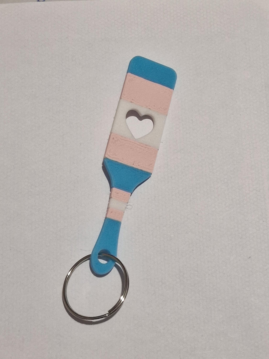 Transgender Flag Paddle with Heart Keychain - Kinky BDSM 3d-Printed Accessory (etsy image id: 7747815721)