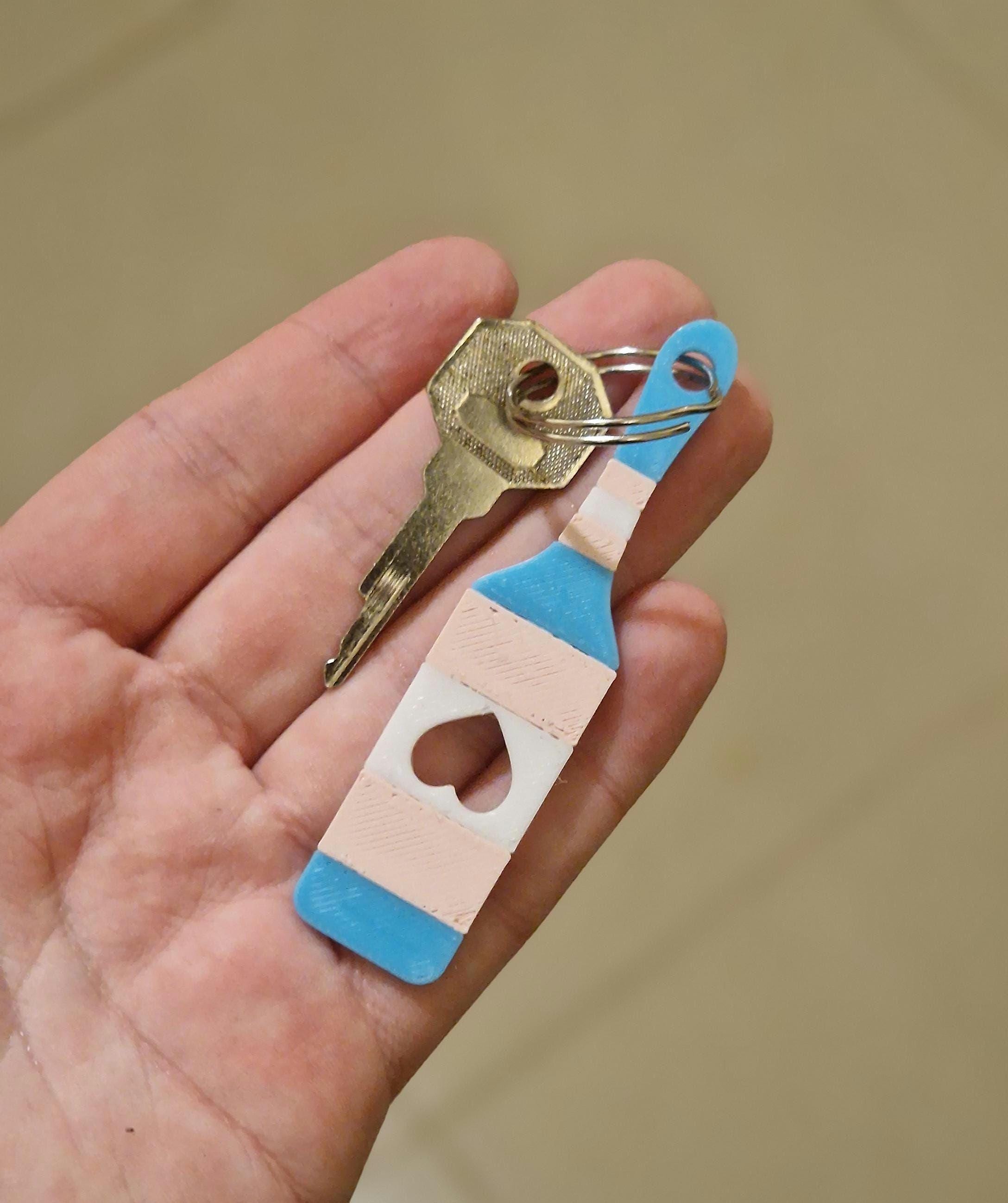 Transgender Flag Paddle with Heart Keychain - Kinky BDSM 3d-Printed Accessory (etsy image id: 7747985359)