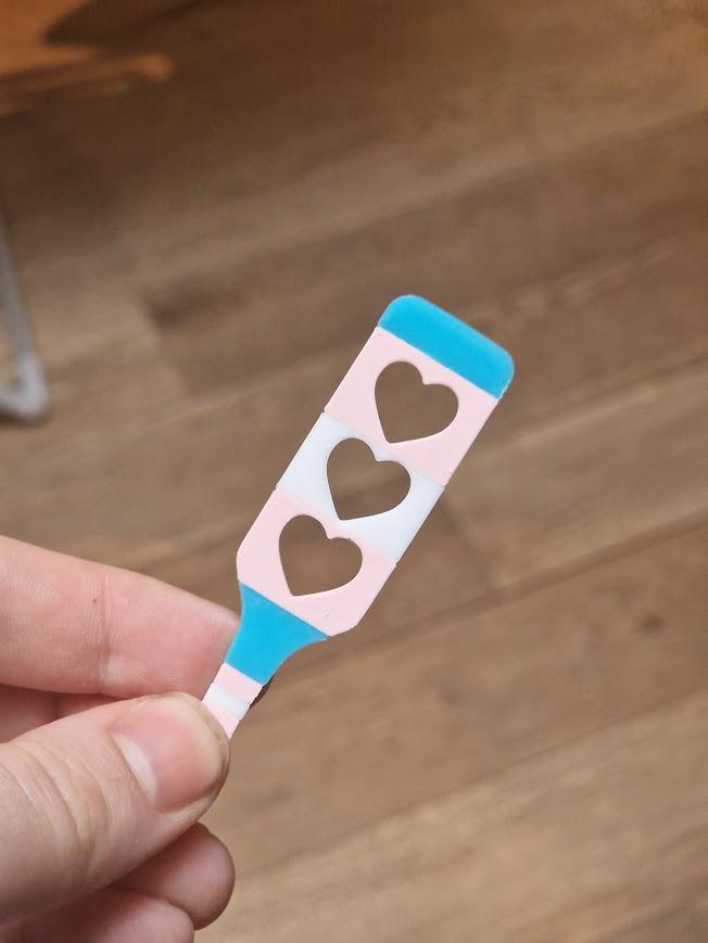 Trans Flag Paddle Ear-Rings with Love Heart! - Kinky BDSM 3d-Printed Accessory (etsy image id: 7782727126)