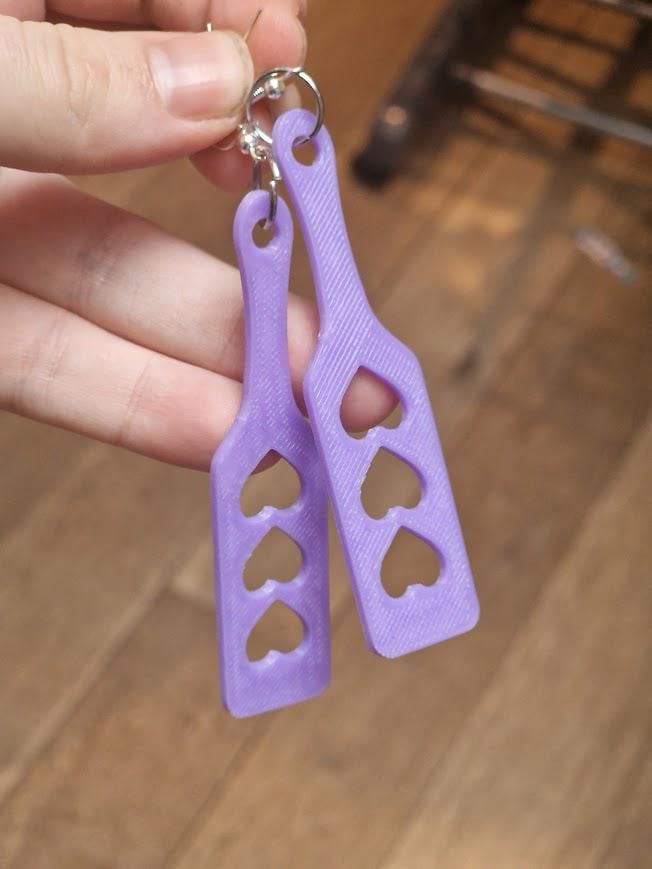 Paddle Ear-Rings with 3 Love Hearts! - Kinky BDSM 3d-Printed Accessory (etsy image id: 7830667059)