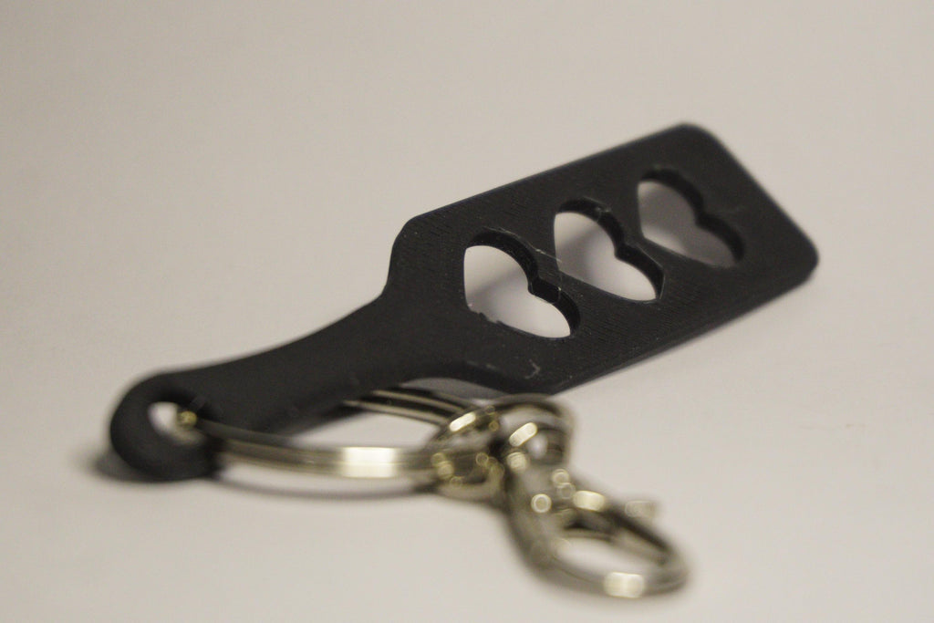 Paddle with Triple Hearts Keychain - Kinky BDSM 3d-Printed Accessory (etsy image id: 7995618788)