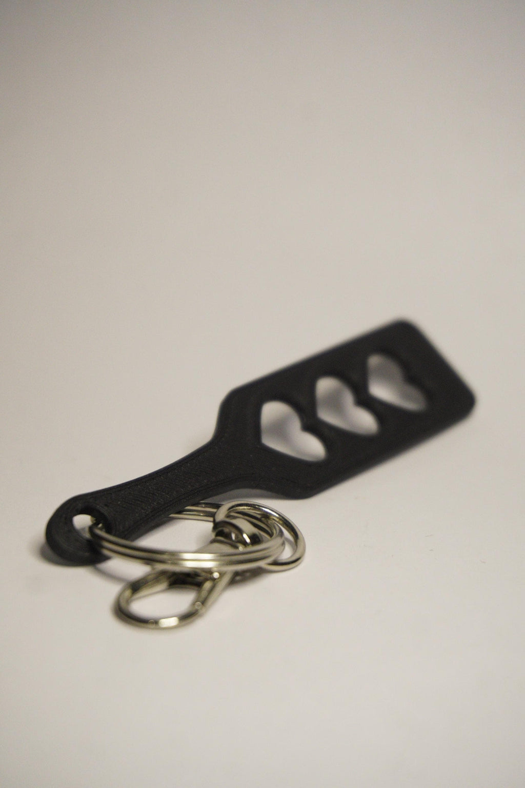 Paddle with Triple Hearts Keychain - Kinky BDSM 3d-Printed Accessory (etsy image id: 7995618820)