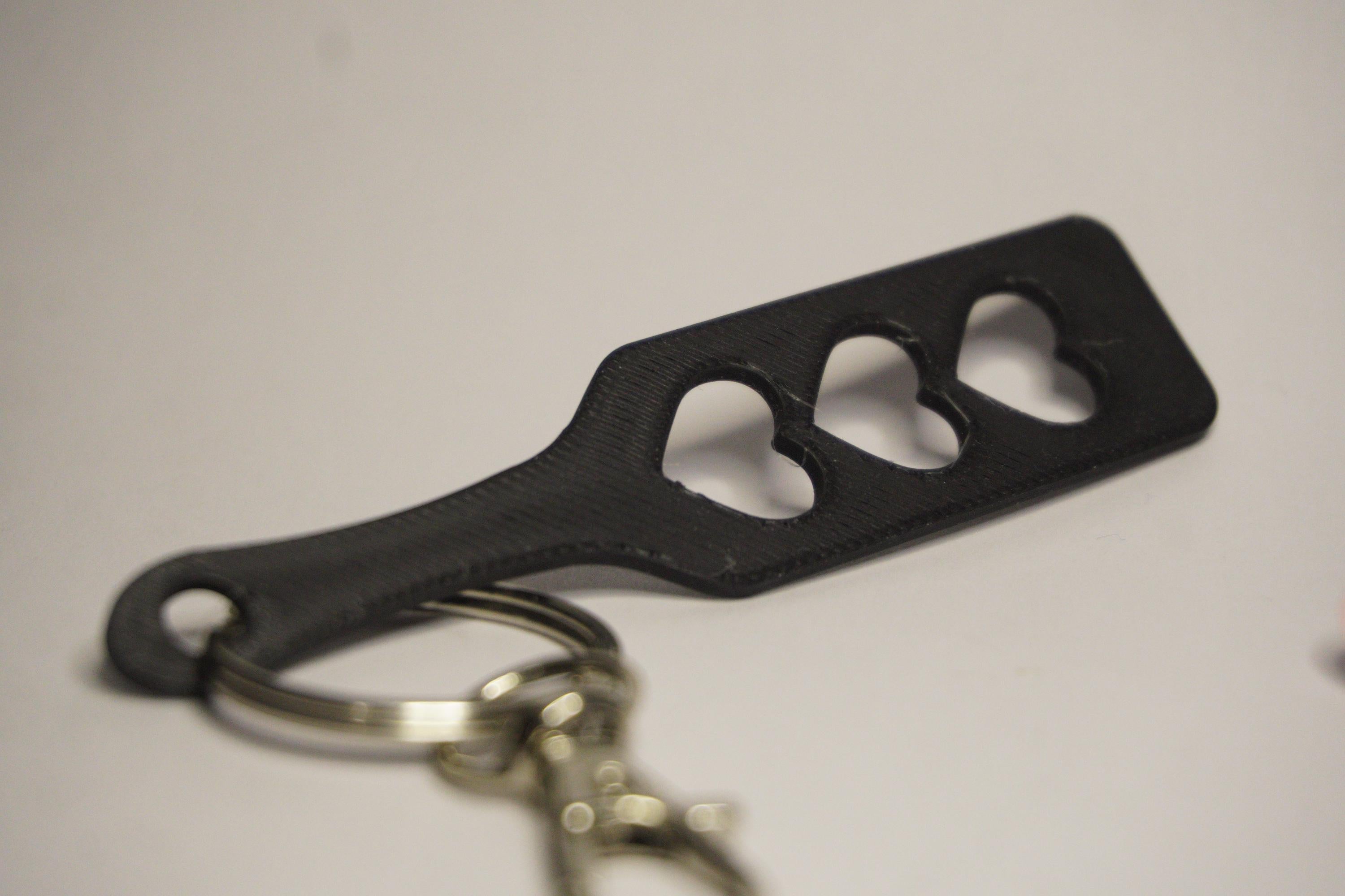 Paddle with Triple Hearts Keychain - Kinky BDSM 3d-Printed Accessory (etsy image id: 7995618822)