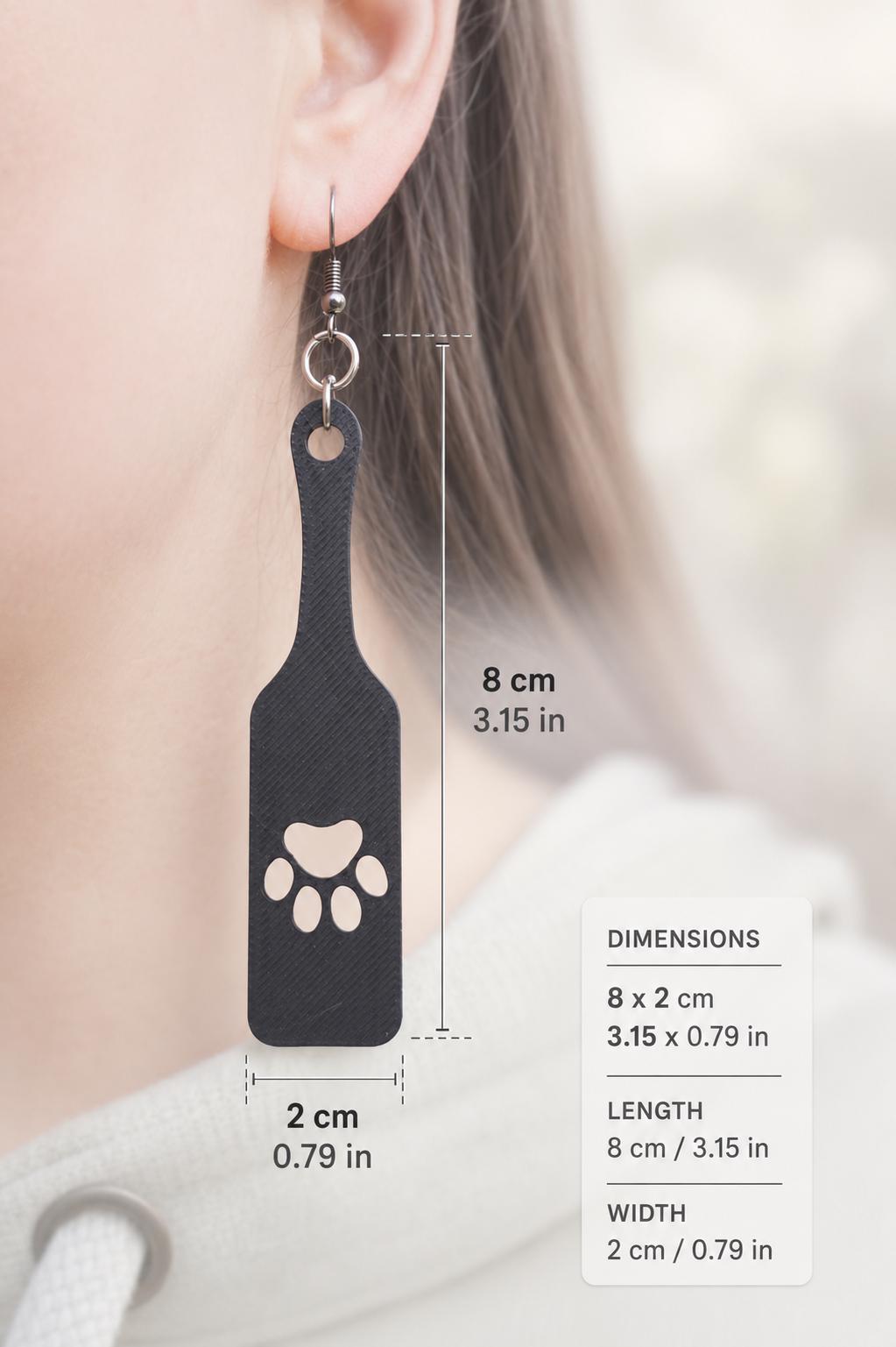 Paw Print Paddle Ear-Rings. Furry/Pet/Queer/Kinky Accessory (etsy image id: 8009198462)