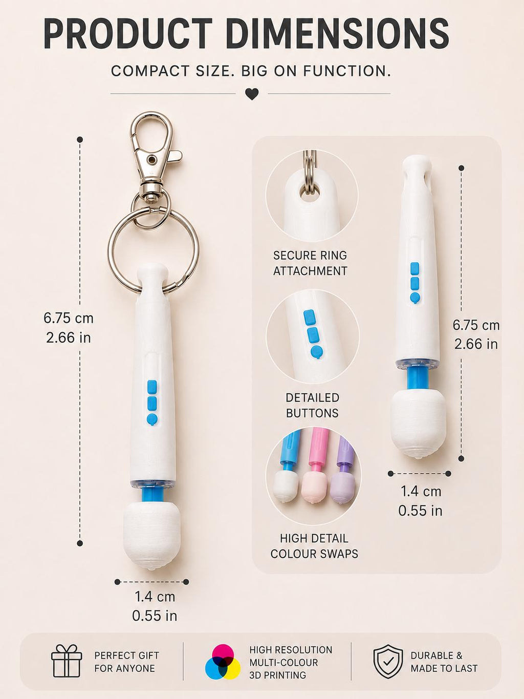 Hitachi-style Vibrator Keychain, Kinky/Lesbian/LGBTQ+/BDSM Accessory __etsy:8009617122