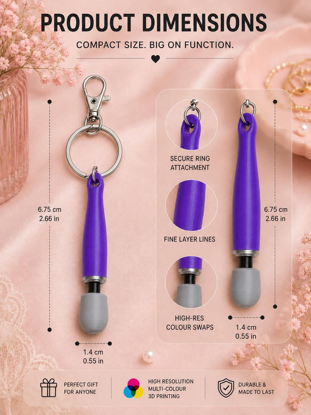 Doxy-style Vibrator Keychain, Kinky/Lesbian/LGBTQ+/BDSM Accessory __etsy:8009663814
