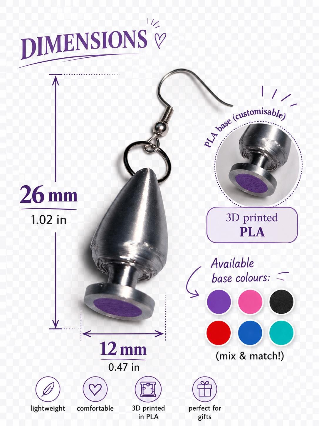 Novelty Butt Plug Earrings, Kinky/Lesbian/LGBTQ+/BDSM Accessory __etsy:8010868326
