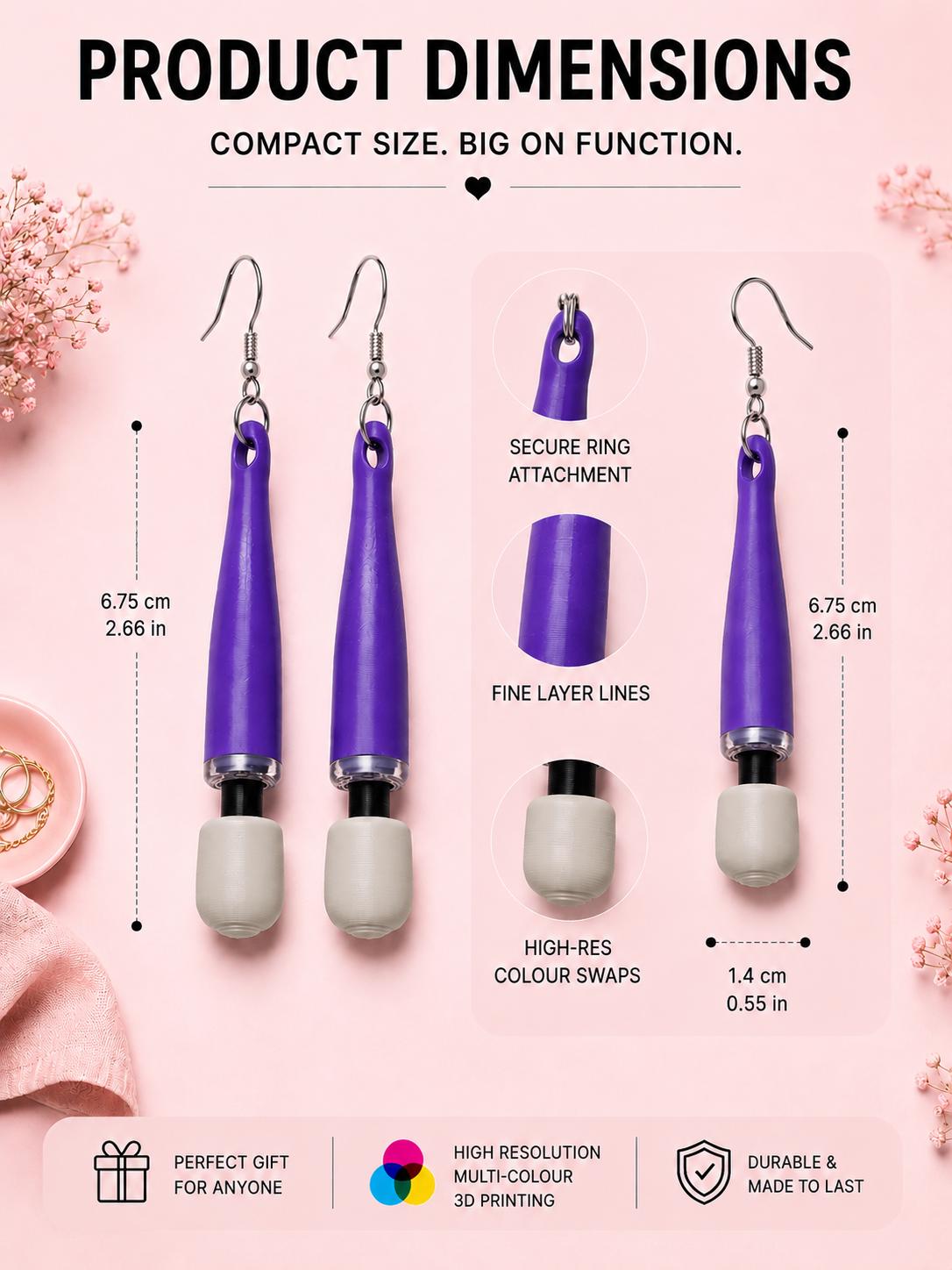 Doxy-style Vibrator Earrings, Kinky/Lesbian/LGBTQ+/BDSM Accessory __etsy:8057471059