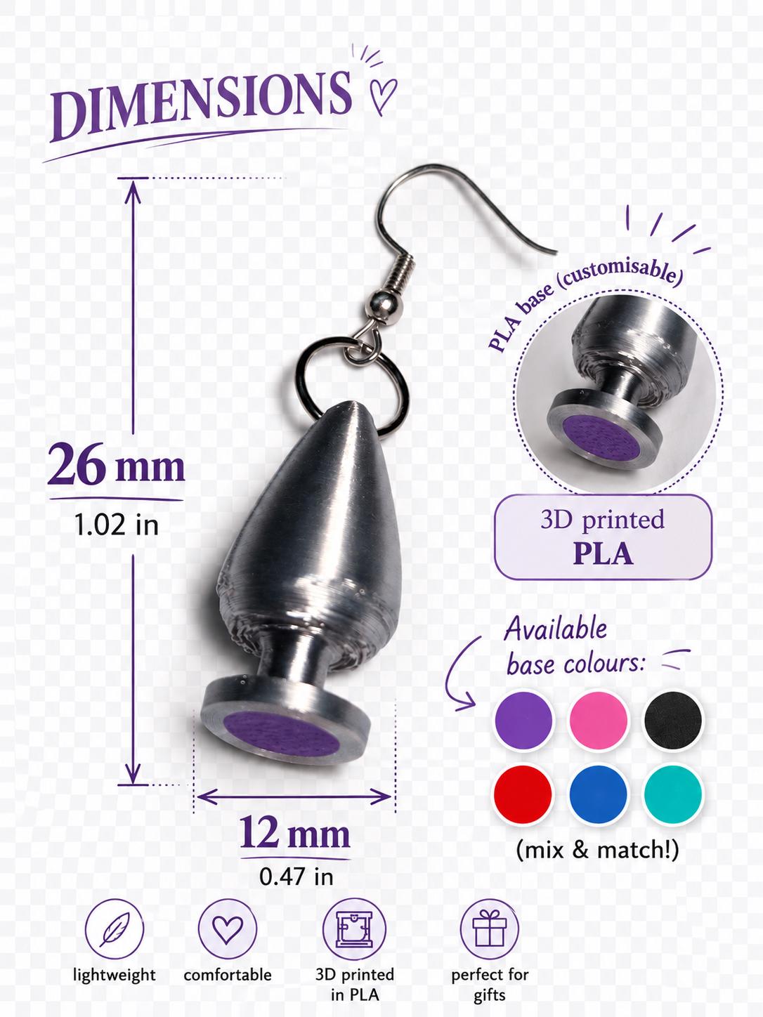 Butt Plug Earrings, Kinky/Lesbian/LGBTQ+/BDSM Accessory __etsy:8057665863